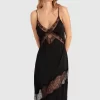 Belle & Bloom Heavenly Bodies Lace Slip Dress - Black Cheap