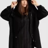 Belle & Bloom Heavy Hearted Detachable Hooded Coat - Black New