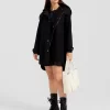 Belle & Bloom Heavy Hearted Detachable Hooded Coat - Black New