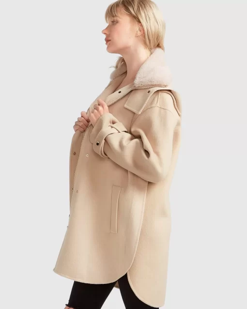 Belle & Bloom Heavy Hearted Detachable Hooded Coat - Pale Oat Best