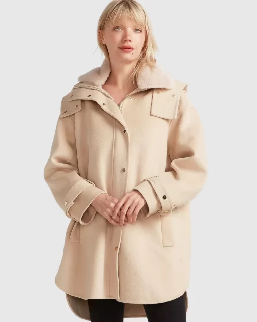 Belle & Bloom Heavy Hearted Detachable Hooded Coat - Pale Oat Best