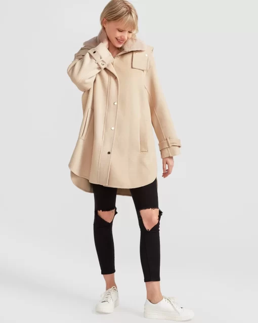 Belle & Bloom Heavy Hearted Detachable Hooded Coat - Pale Oat Best