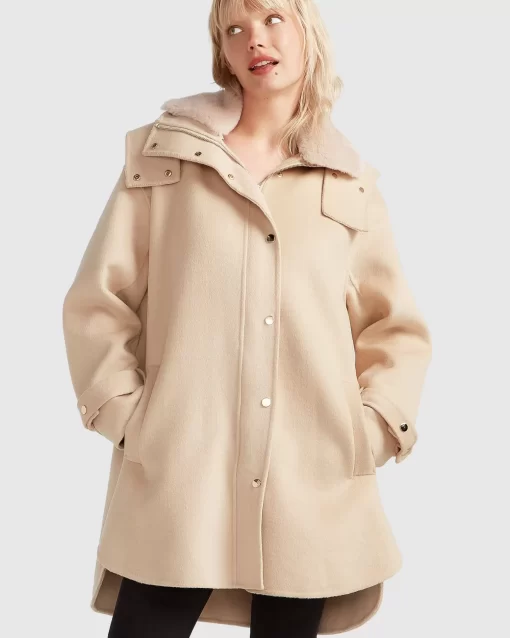 Belle & Bloom Heavy Hearted Detachable Hooded Coat - Pale Oat Best