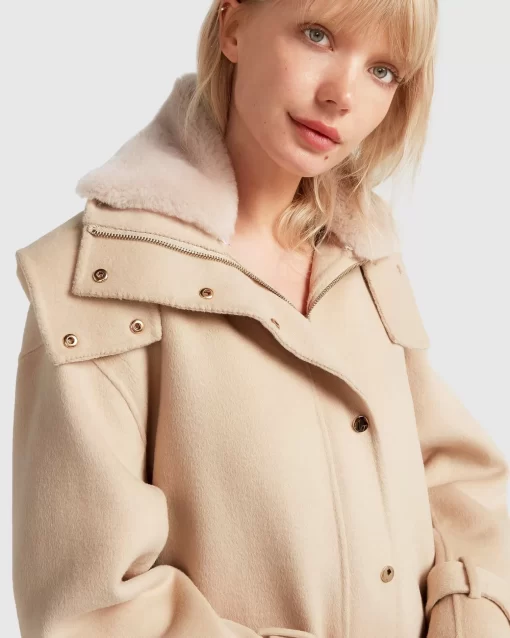 Belle & Bloom Heavy Hearted Detachable Hooded Coat - Pale Oat Best