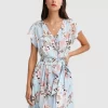 Belle & Bloom I'M The Star Wrap Dress - Light Blue Hot