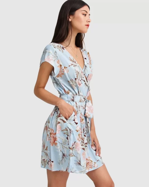 Belle & Bloom I'M The Star Wrap Dress - Light Blue Hot