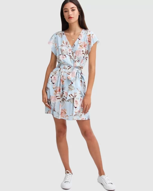 Belle & Bloom I'M The Star Wrap Dress - Light Blue Hot