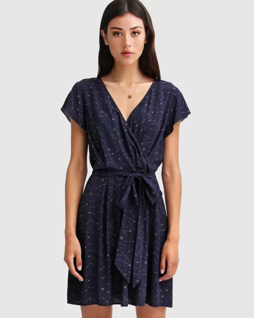 Belle & Bloom I'M The Star Wrap Dress - Navy Cheap