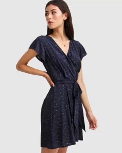 Belle & Bloom I'M The Star Wrap Dress - Navy Cheap