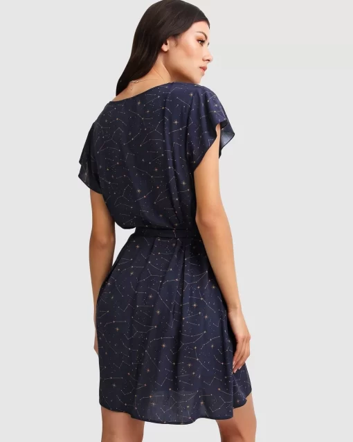 Belle & Bloom I'M The Star Wrap Dress - Navy Cheap