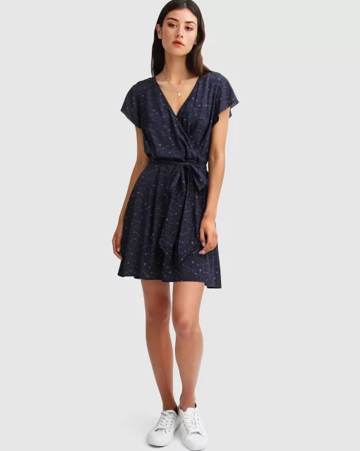 Belle & Bloom I'M The Star Wrap Dress - Navy Cheap