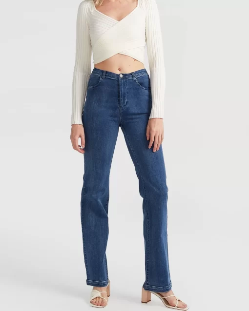 Belle & Bloom Impossible Highs Bootleg Jean - Dark Wash Cheap