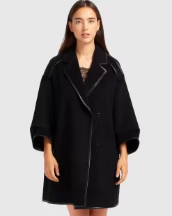 Belle & Bloom Incomplete Kiss Trimmed Coat - Black Best