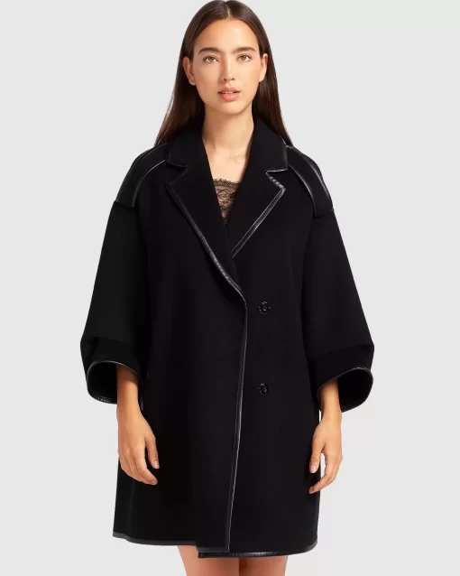 Belle & Bloom Incomplete Kiss Trimmed Coat - Black Cheap