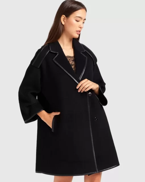 Belle & Bloom Incomplete Kiss Trimmed Coat - Black Best