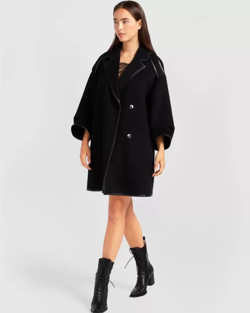 Belle & Bloom Incomplete Kiss Trimmed Coat - Black Best