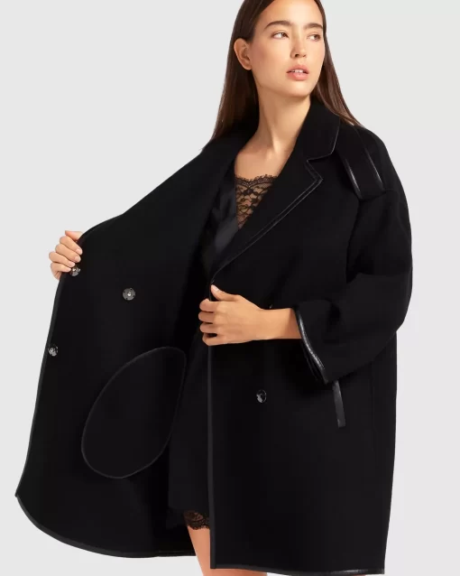 Belle & Bloom Incomplete Kiss Trimmed Coat - Black Best