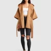 Belle & Bloom Jackson Landing Wool Blend Cape Coat - Dark Camel Sale