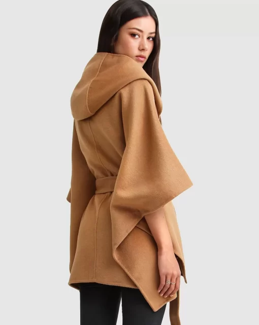 Belle & Bloom Jackson Landing Wool Blend Cape Coat - Dark Camel Sale