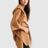 Belle & Bloom Jackson Landing Wool Blend Cape Coat - Dark Camel Sale