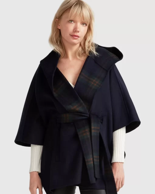 Belle & Bloom Jackson Landing Wool Blend Cape Coat - French Navy Best