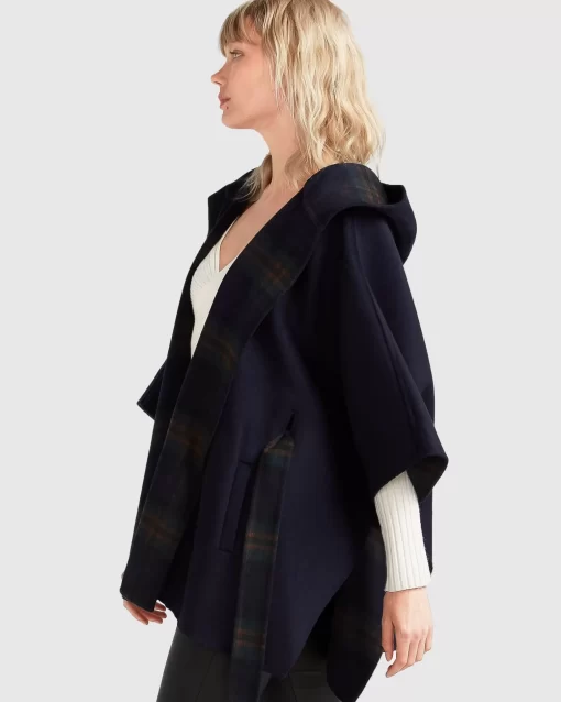 Belle & Bloom Jackson Landing Wool Blend Cape Coat - French Navy Best