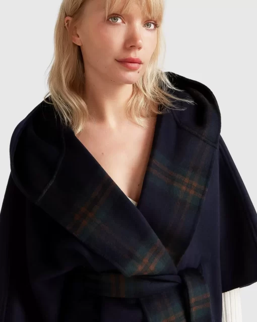 Belle & Bloom Jackson Landing Wool Blend Cape Coat - French Navy Best