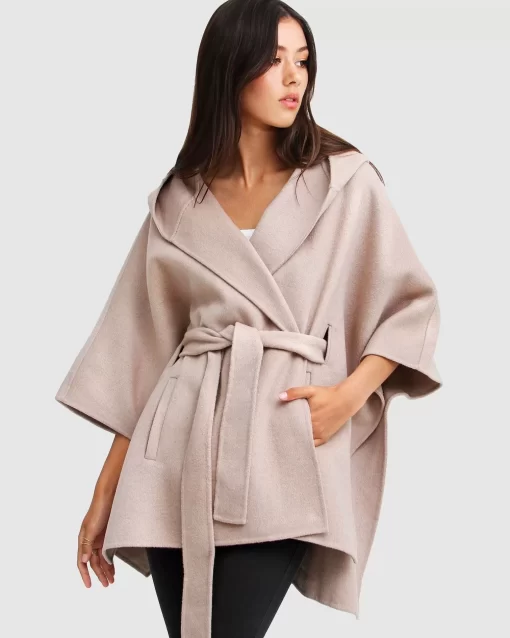 Belle & Bloom Jackson Landing Wool Blend Cape Coat - Sand Cheap