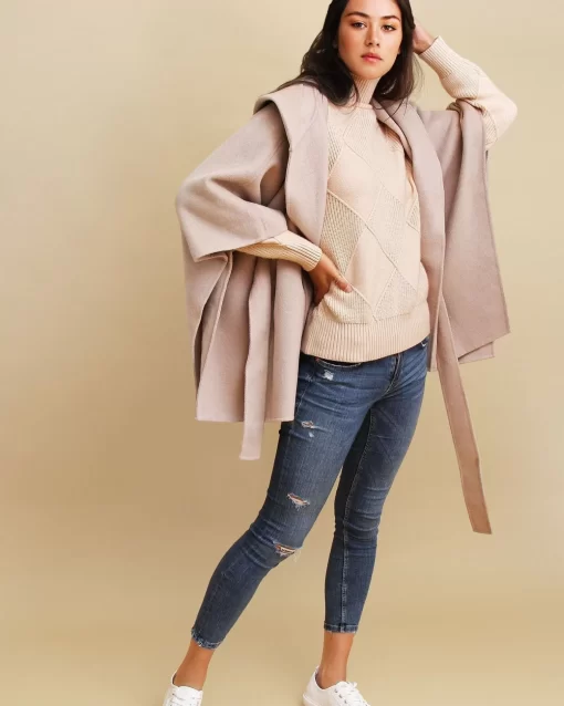 Belle & Bloom Jackson Landing Wool Blend Cape Coat - Sand Sale