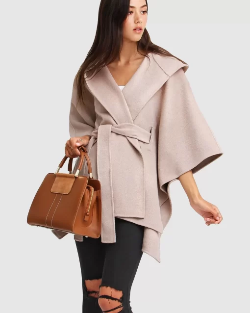 Belle & Bloom Jackson Landing Wool Blend Cape Coat - Sand Cheap