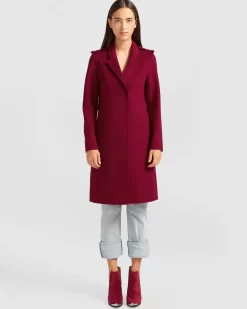 Belle & Bloom Jealousy Belted Wool Blend Coat - Magenta Clearance