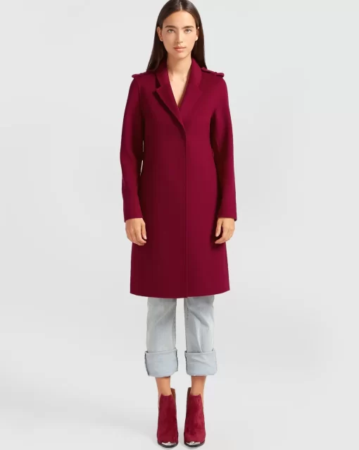 Belle & Bloom Jealousy Belted Wool Blend Coat - Magenta Clearance