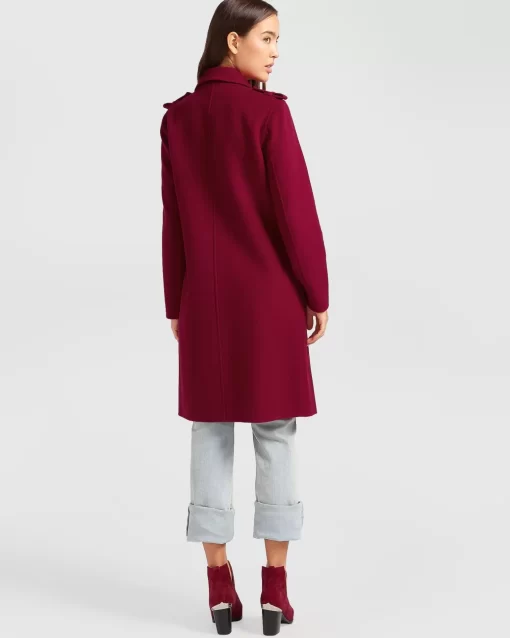 Belle & Bloom Jealousy Belted Wool Blend Coat - Magenta Clearance