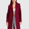 Belle & Bloom Jealousy Belted Wool Blend Coat - Magenta Clearance