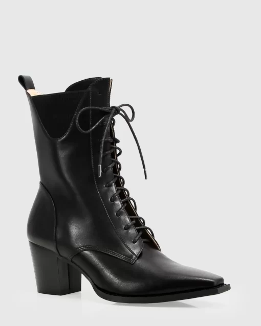 Belle & Bloom Jumping Ship Laced Boot - Black Hot