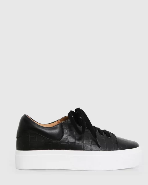 Belle & Bloom Just A Dream Croc Leather Sneaker - Black Store