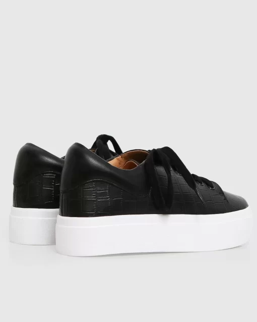 Belle & Bloom Just A Dream Croc Leather Sneaker - Black Fashion