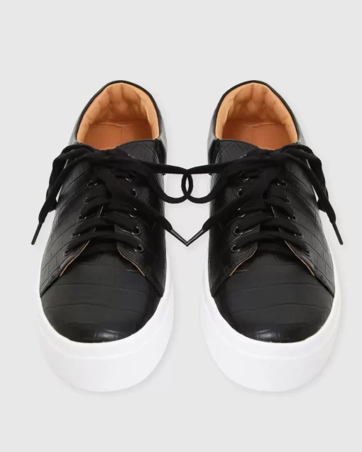 Belle & Bloom Just A Dream Croc Leather Sneaker - Black Fashion