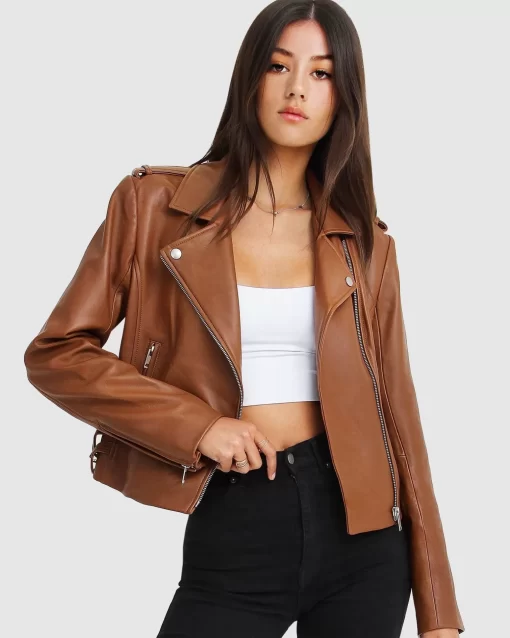 Belle & Bloom Just Friends Leather Jacket - Brown Discount