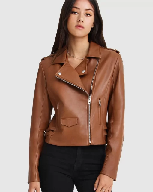 Belle & Bloom Just Friends Leather Jacket - Brown Discount