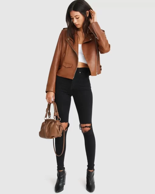 Belle & Bloom Just Friends Leather Jacket - Brown Discount