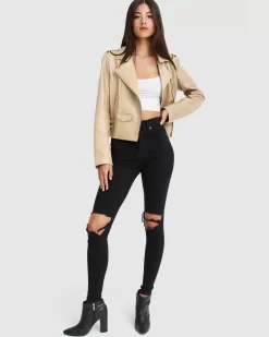 Belle & Bloom Just Friends Leather Jacket - Sand Store