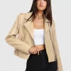 Belle & Bloom Just Friends Leather Jacket - Sand Store