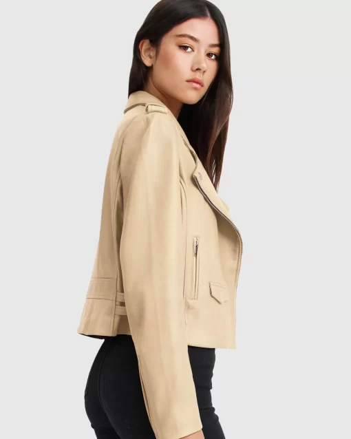 Belle & Bloom Just Friends Leather Jacket - Sand Store