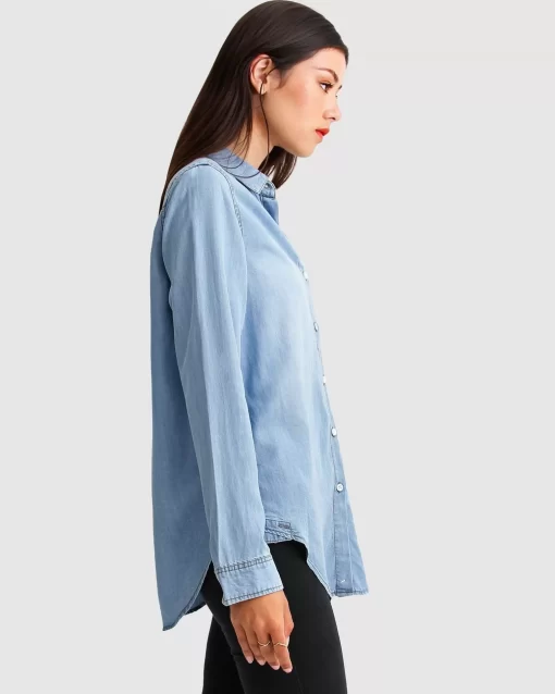 Belle & Bloom Keep Me Wild Denim Top - Indigo Discount