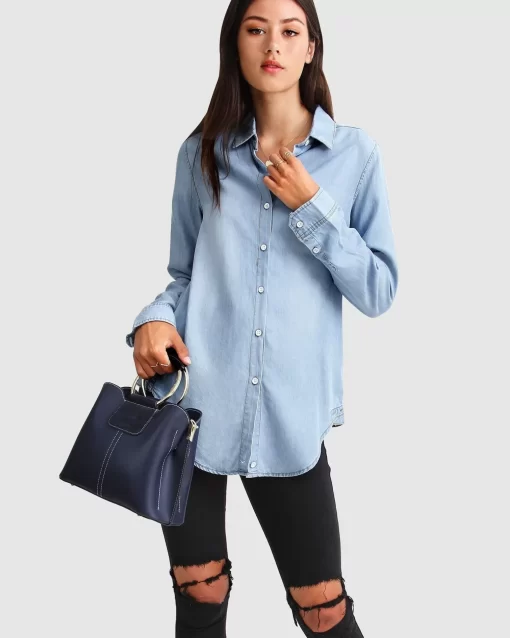 Belle & Bloom Keep Me Wild Denim Top - Indigo Discount