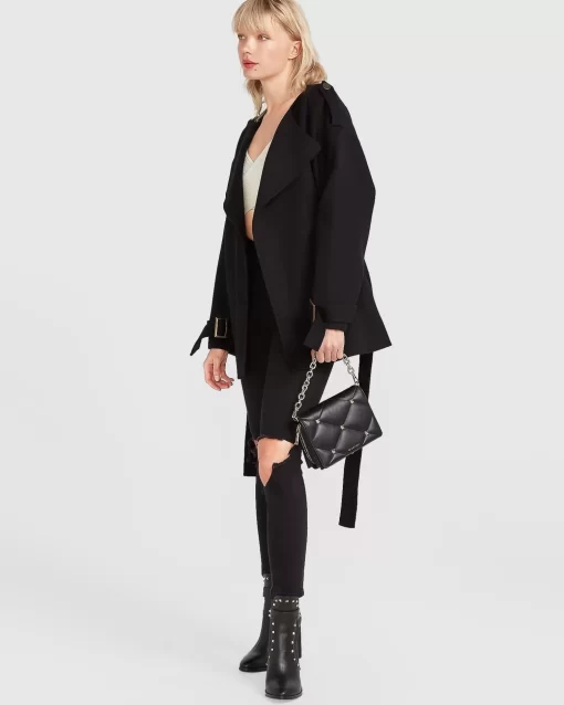 Belle & Bloom Let Me Go Collarless Coat - Black Cheap