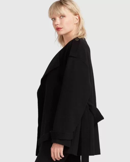 Belle & Bloom Let Me Go Collarless Coat - Black Cheap