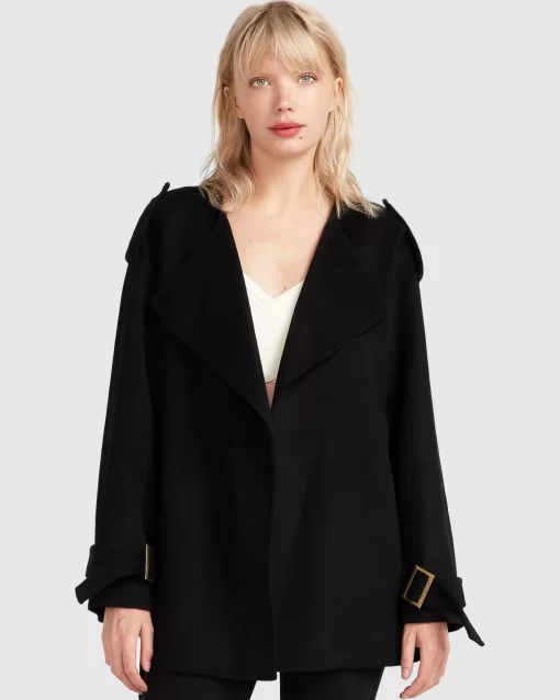 Belle & Bloom Let Me Go Collarless Coat - Black Cheap