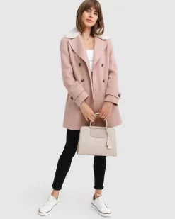 Belle & Bloom Liberty Sherpa Collar Wool Blend Coat - Blush Clearance